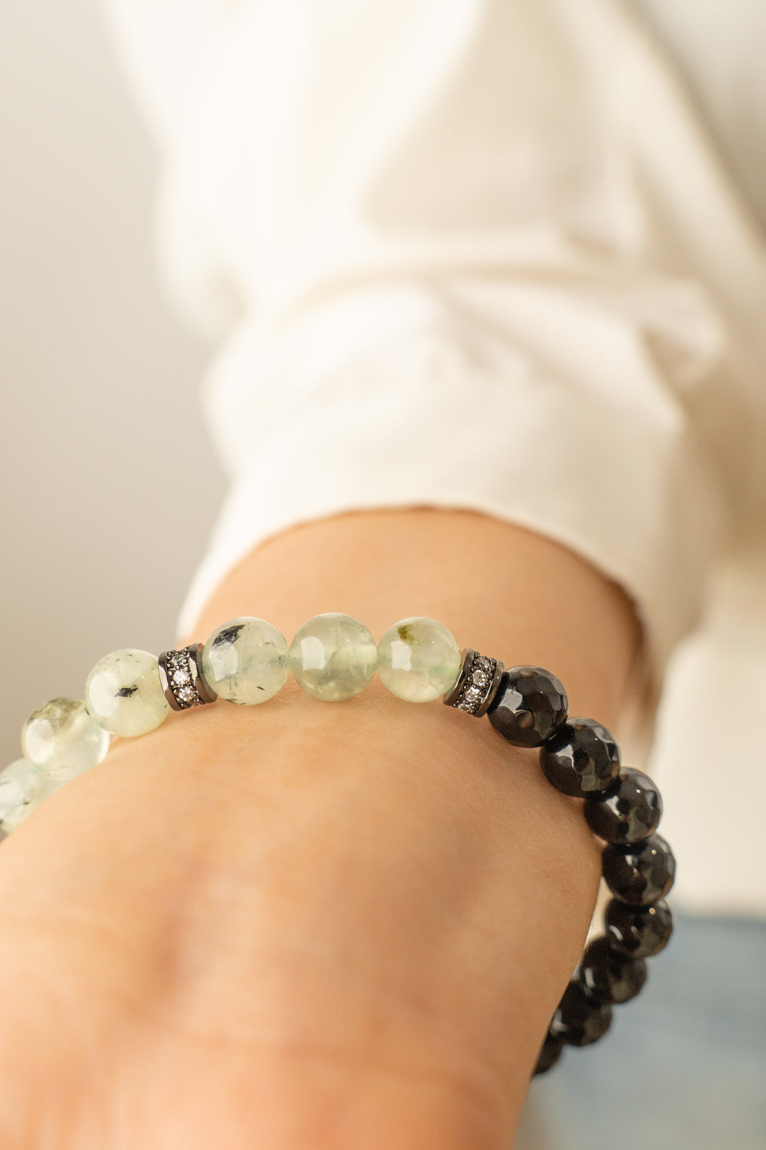 Birthstone Prehnite Bracelet - AUG - Quarter Eclipse - Mulstio - 6