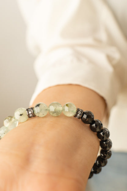 Birthstone Prehnite Bracelet - AUG - Quarter Eclipse - Mulstio - 6