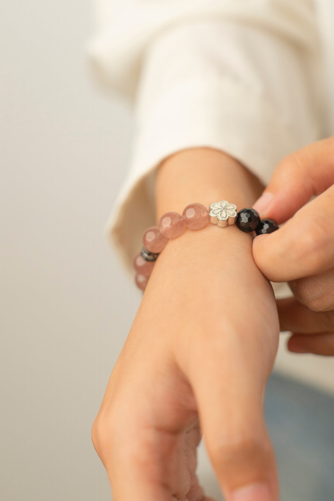 Birthstone Pink Strawberry Quartz Bracelet - OCT - Quarter Eclipse - Mulstio - 8