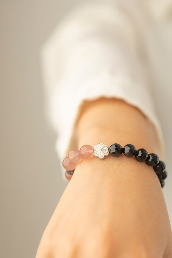Birthstone Pink Strawberry Quartz Bracelet - OCT - Quarter Eclipse - Mulstio - 9