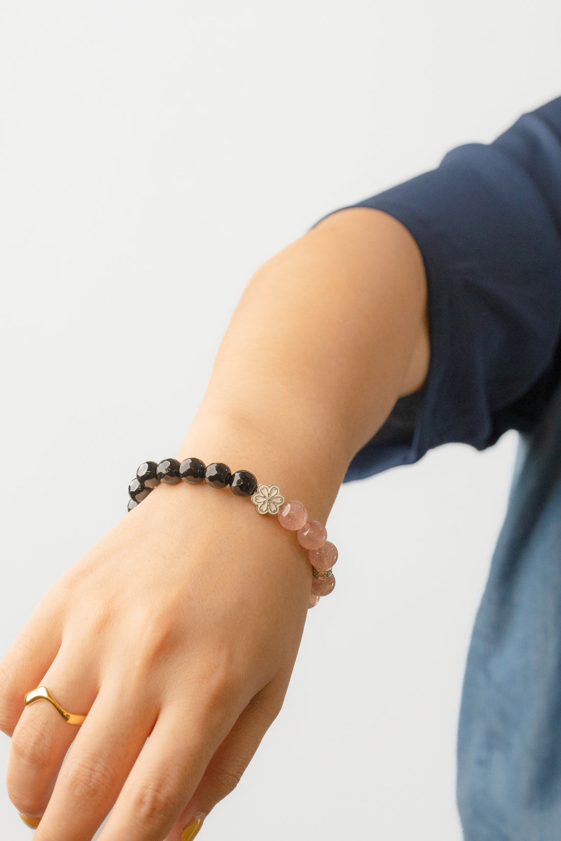 Birthstone Pink Strawberry Quartz Bracelet - OCT - Quarter Eclipse - Mulstio - 7