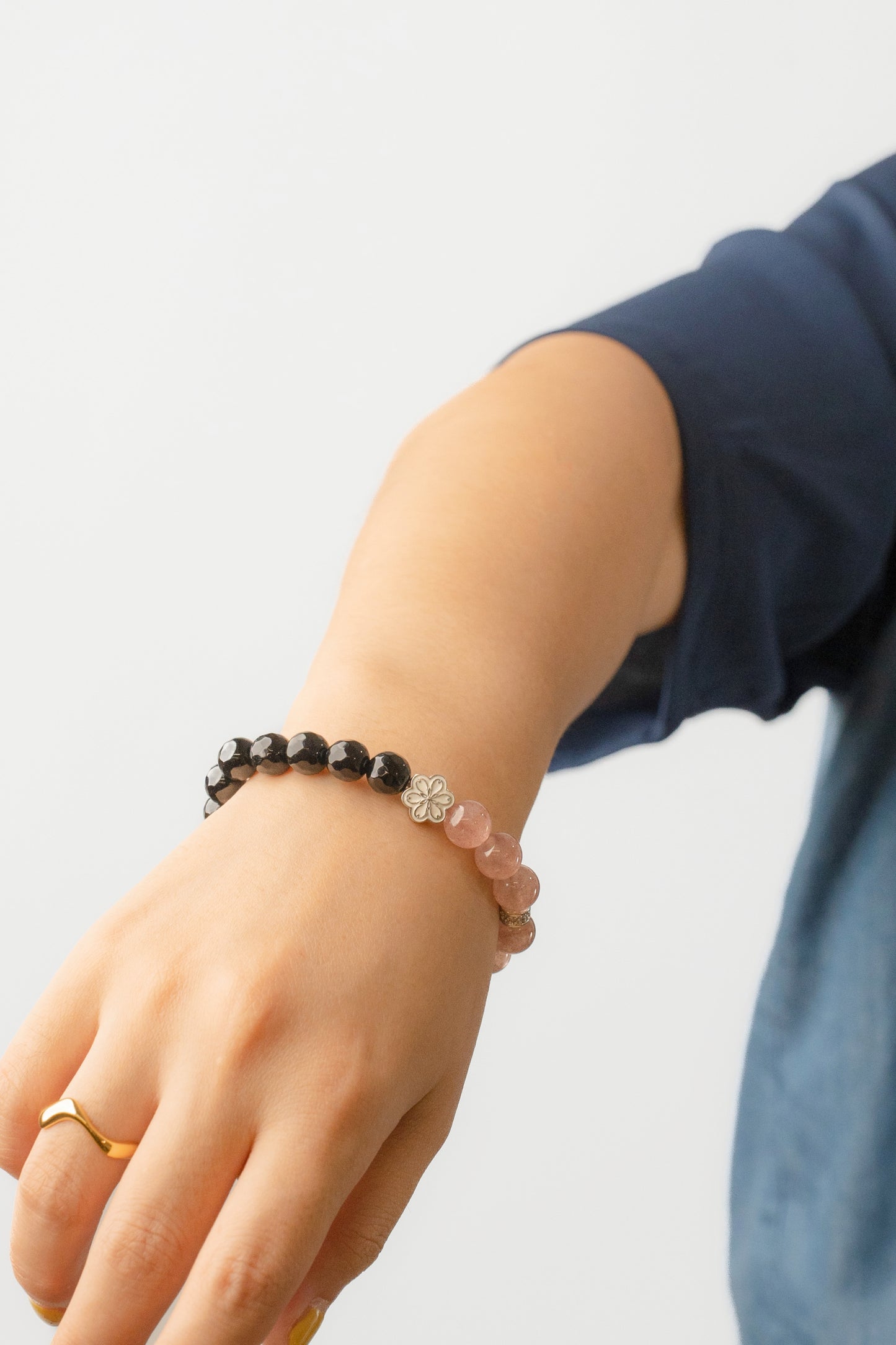 Birthstone Pink Strawberry Quartz Bracelet - OCT - Quarter Eclipse - Mulstio - 7