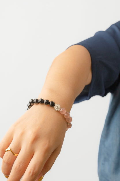 Birthstone Pink Strawberry Quartz Bracelet - OCT - Quarter Eclipse - Mulstio - 7