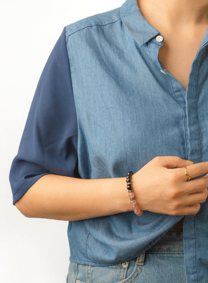 Birthstone Pink Strawberry Quartz Bracelet - OCT - Half Eclipse - mulstio - 7