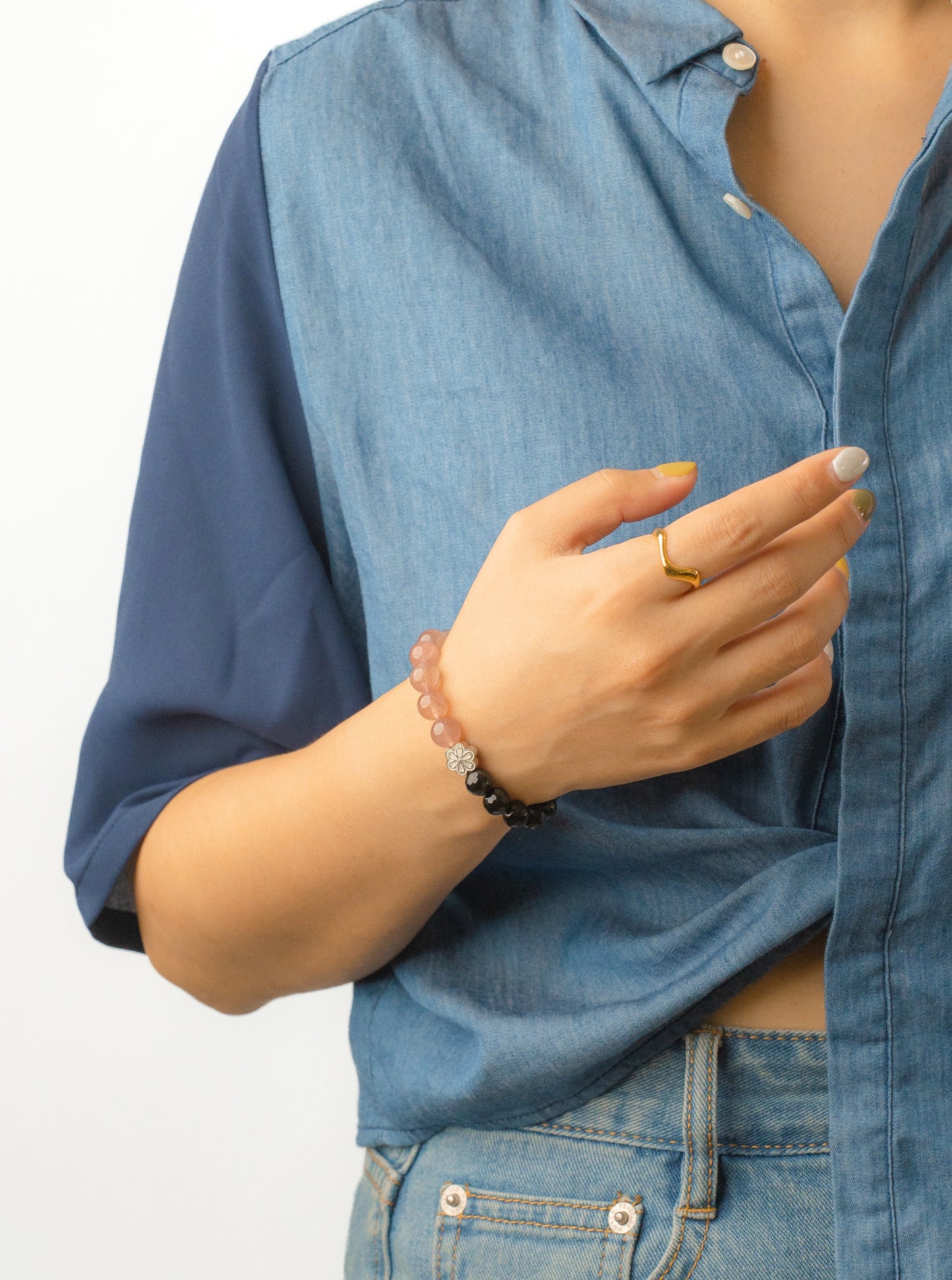 Birthstone Pink Strawberry Quartz Bracelet - OCT - Half Eclipse - mulstio - 4