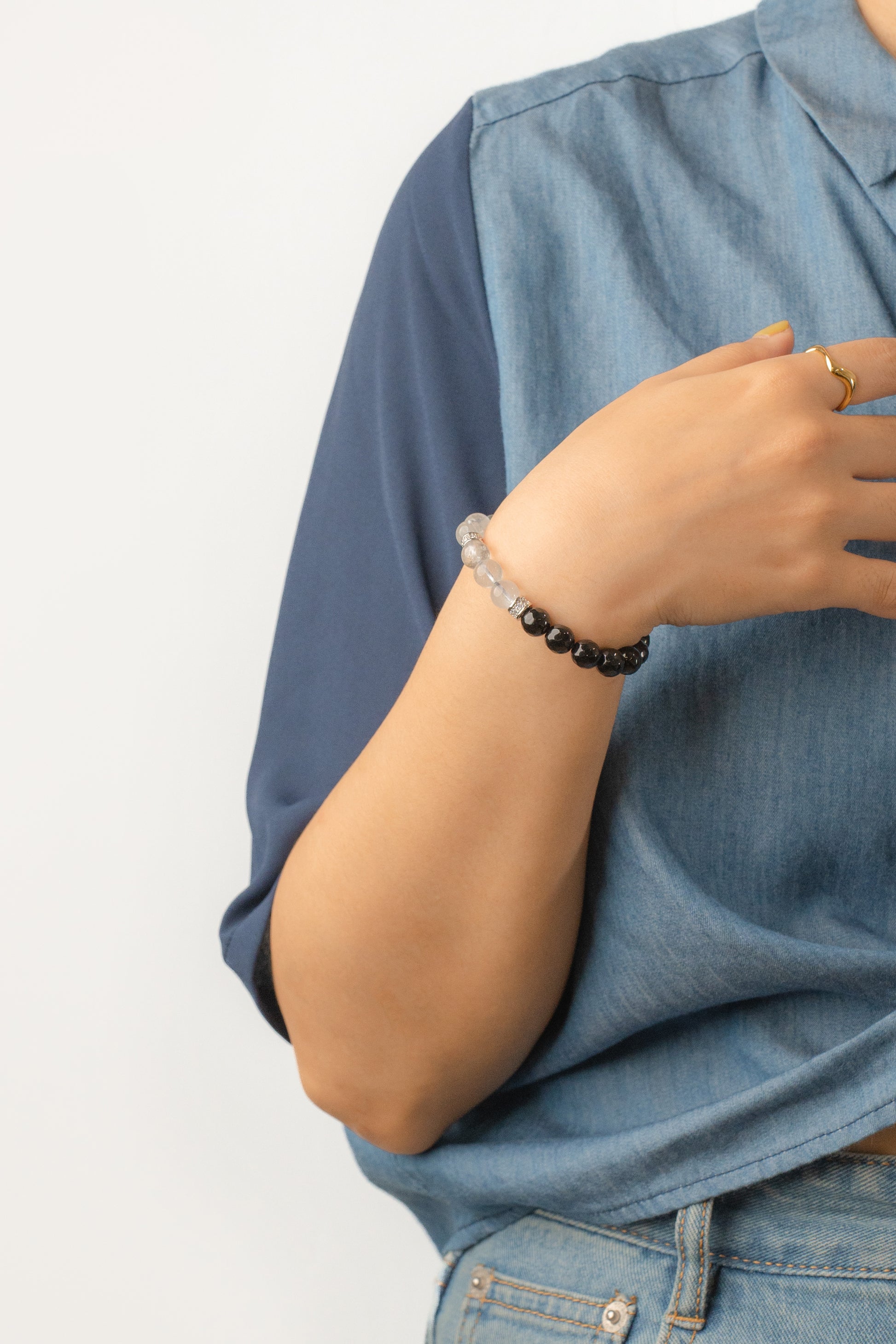 Birthstone Topaz Bracelet - APR - Quarter Eclipse - mulstio -2
