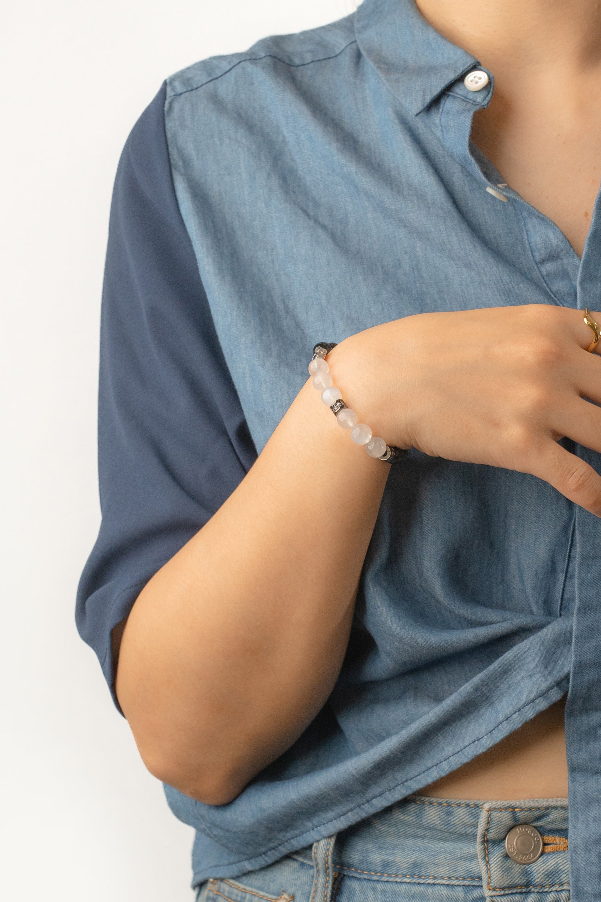 Birthstone Moonstone Bracelet - JUN - Quarter Ecilpse - Mulstio - 9