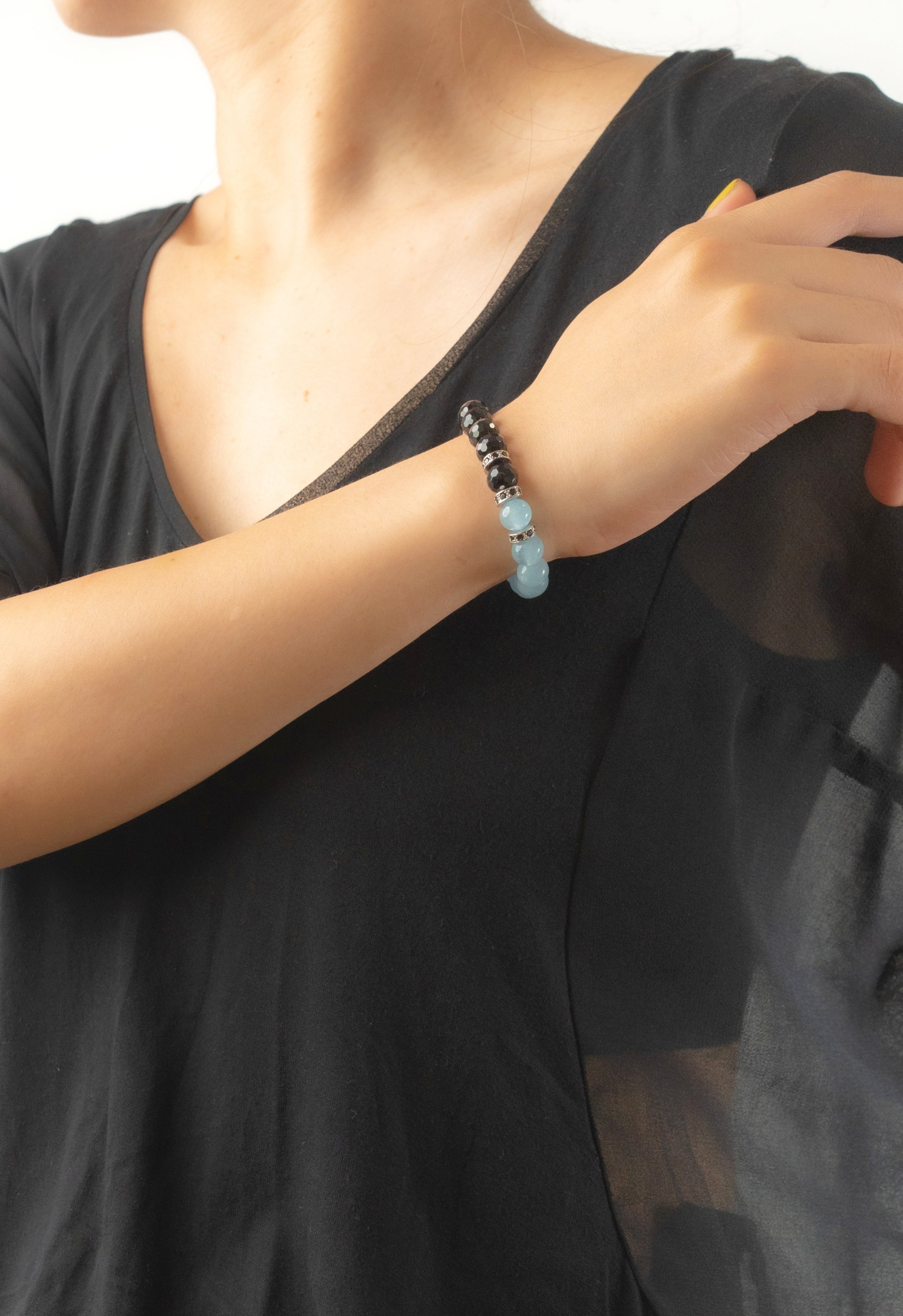 Birthstone Aquamarine Bracelet - MAR - Half Eclipse - Mulstio -6