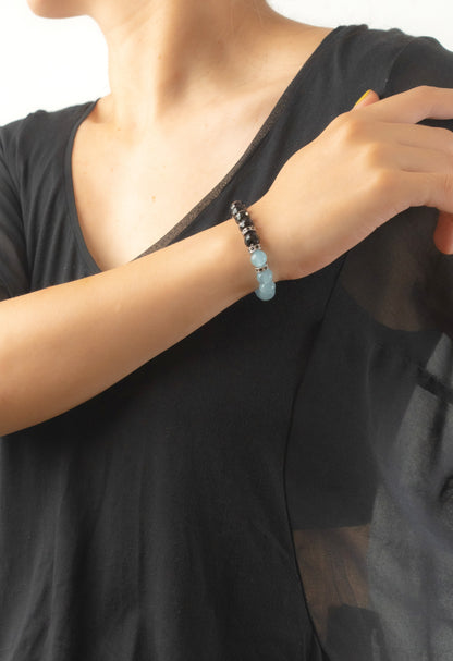 Birthstone Aquamarine Bracelet - MAR - Half Eclipse - Mulstio -6