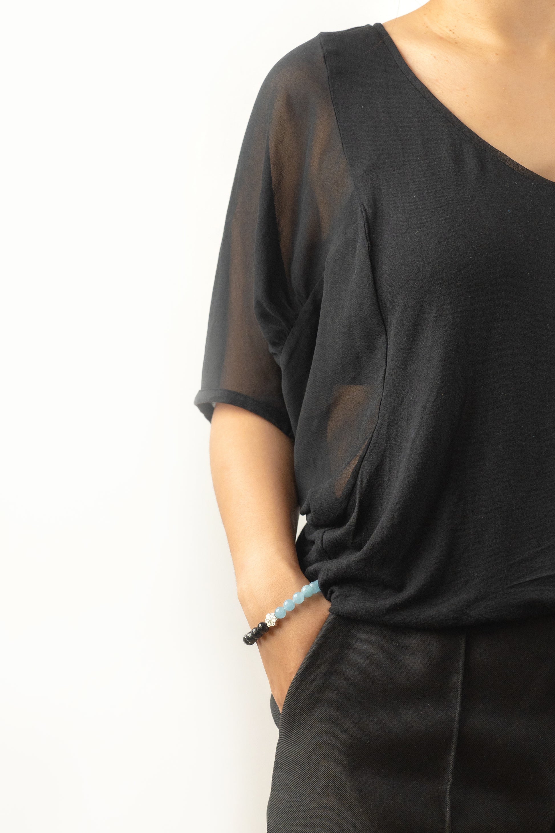 Birthstone Aquamarine Bracelet - MAR - Half Eclipse - Mulstio -8