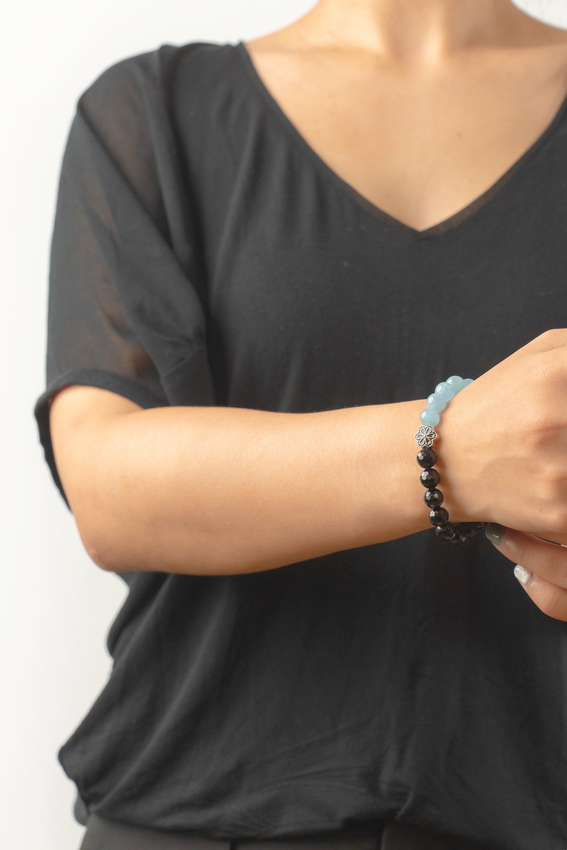 Birthstone Aquamarine Bracelet - MAR - Half Eclipse - Mulstio -2