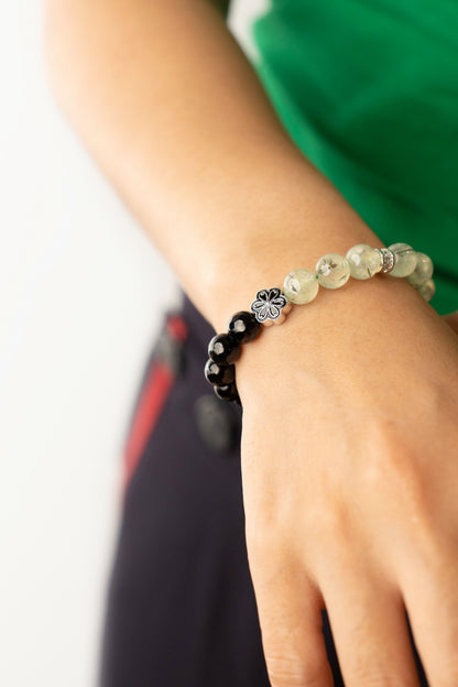 Birthstone Prehnite Bracelet - AUG - Quarter Eclipse Mulstio - 8
