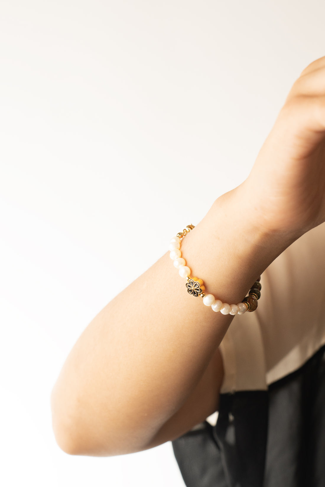 Birthstone Unakite Pearl Spliced Bracelet - MAY - Mulstio - 8