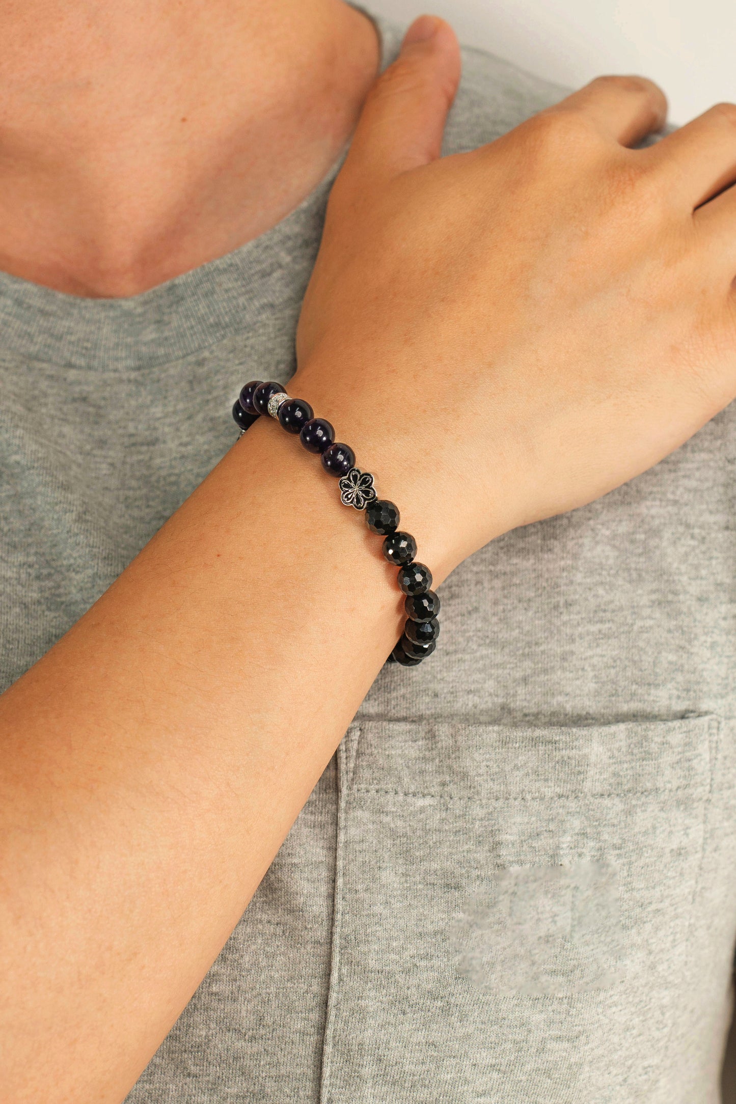 Birthstone Amethyst Bracelet - FEB - Quarter Eclipse - Mulstio - 4