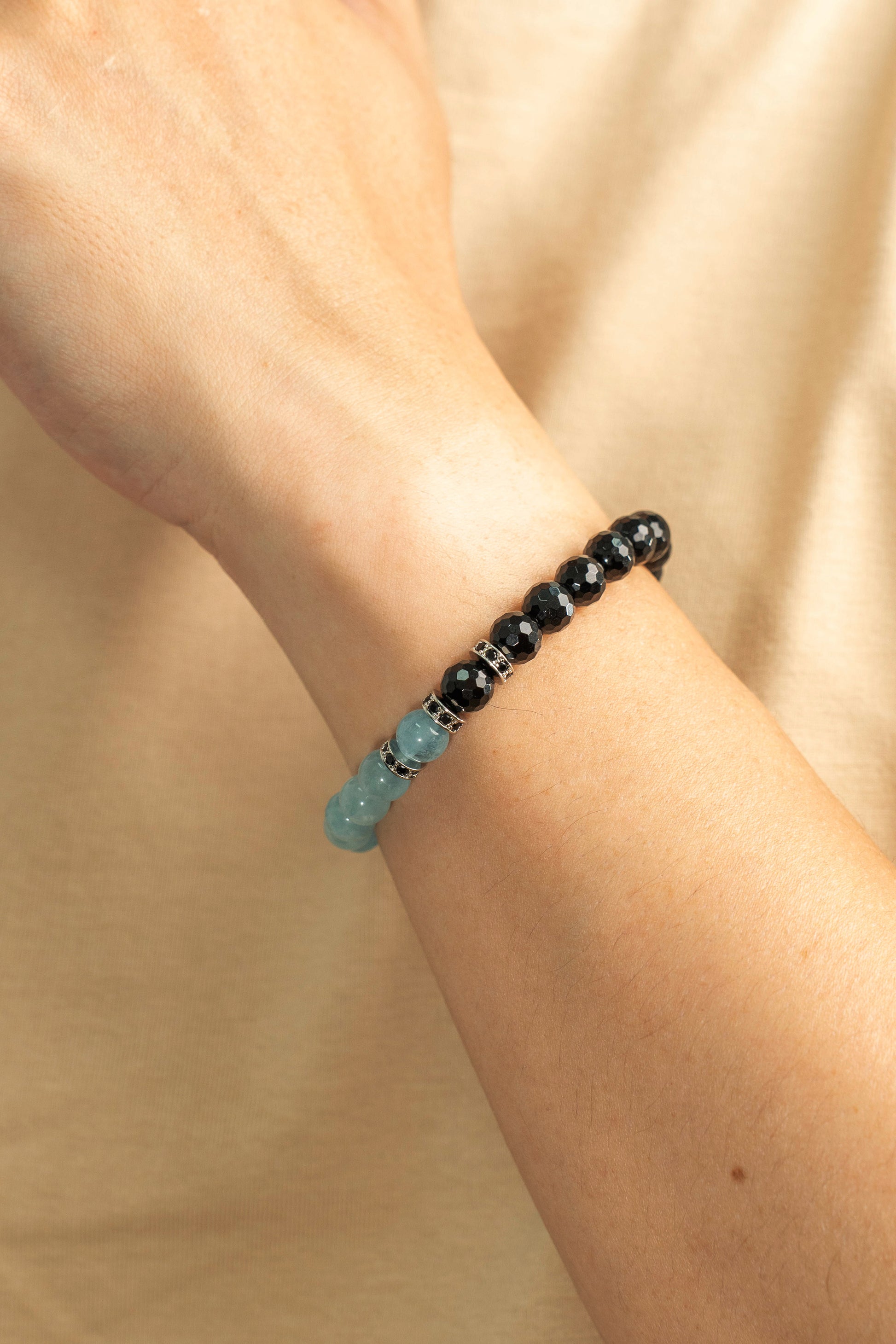 Birthstone Aquamarine Bracelet - MAR - Half Eclipse - Mulstio -9