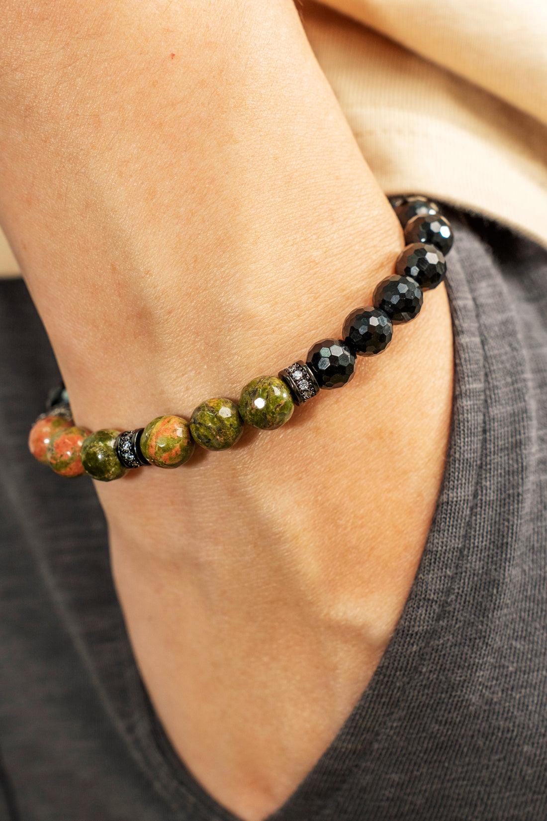 Birthstone Unakite Bracelet - MAY - Quarter Eclipse - Mulstio - 8