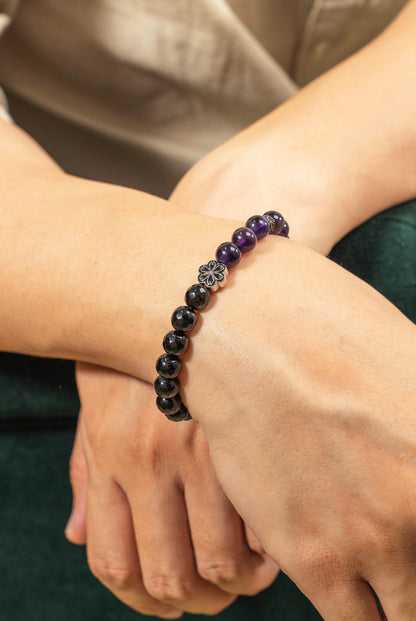 Birthstone Amethyst Bracelet - FEB - Quarter Eclipse - Mulsito -4