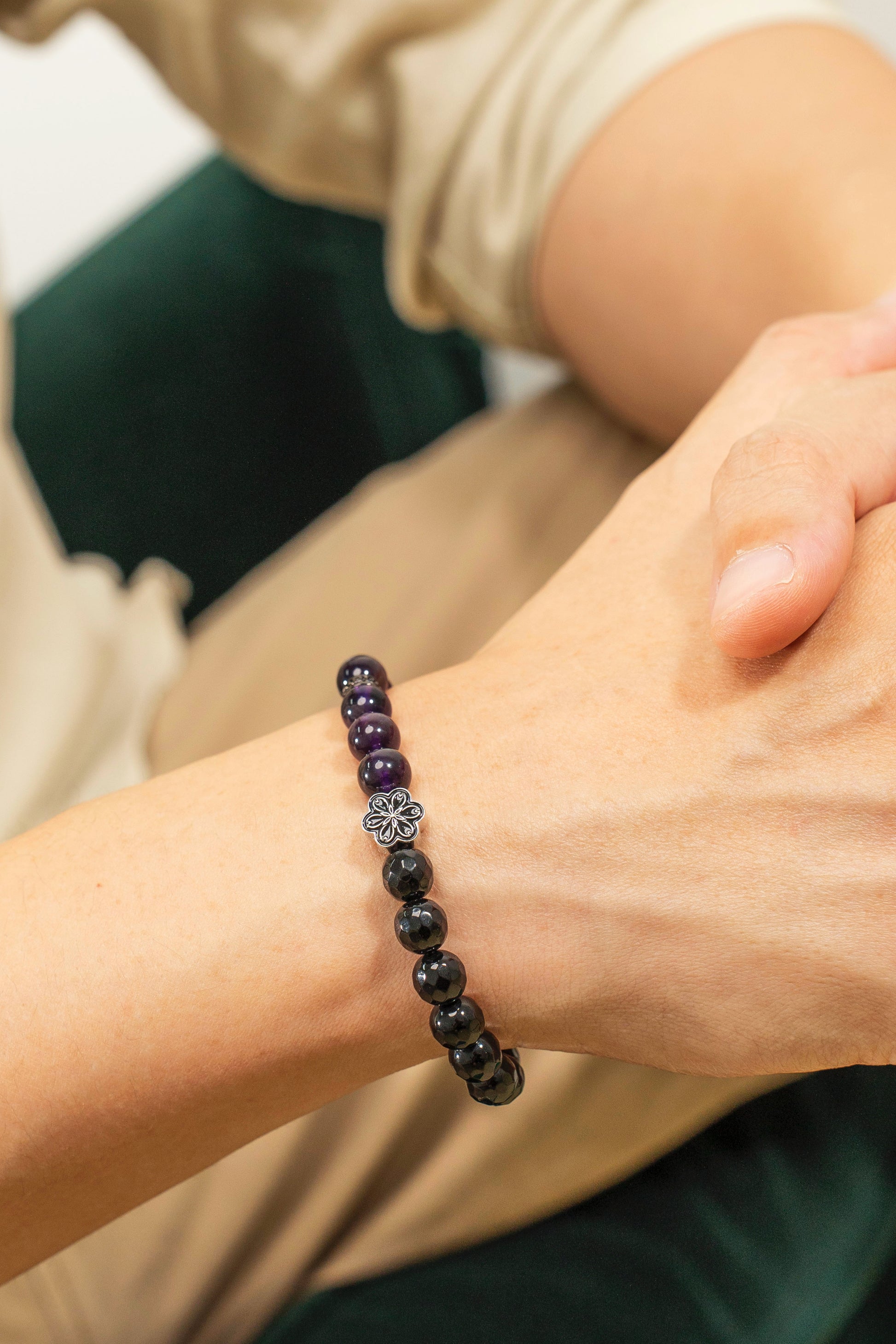 Birthstone Amethyst Bracelet - FEB - Quarter Eclipse - Mulsito -7