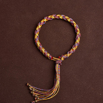 Double-Color Dragon Scale Knot Handwoven Adjustable Bracelet  – Wood Element for Balance, Peace & Gentle Protection