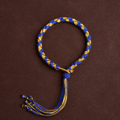 Double-Color Dragon Scale Knot Handwoven Adjustable Bracelet  – Wood Element for Balance, Peace & Gentle Protection