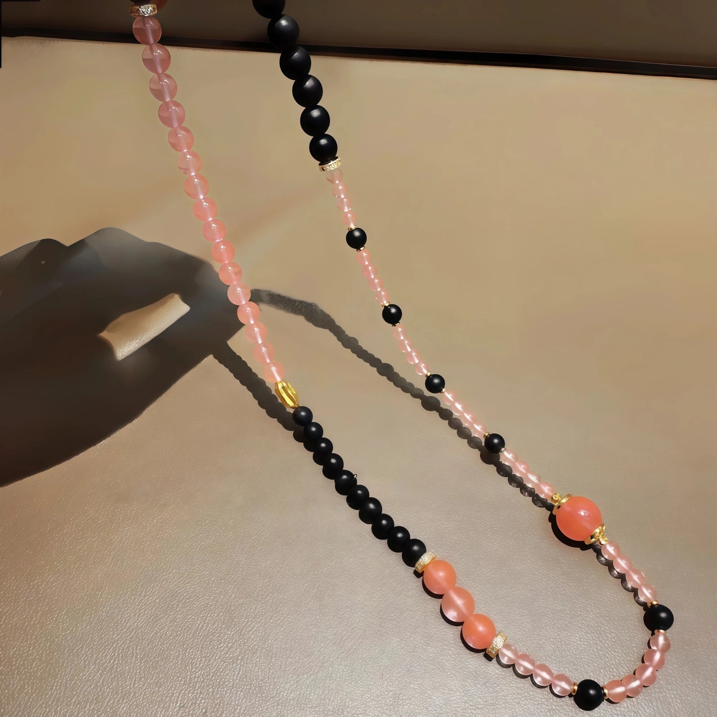 Ebony Rose Quartz Gothic Necklace Bracelet