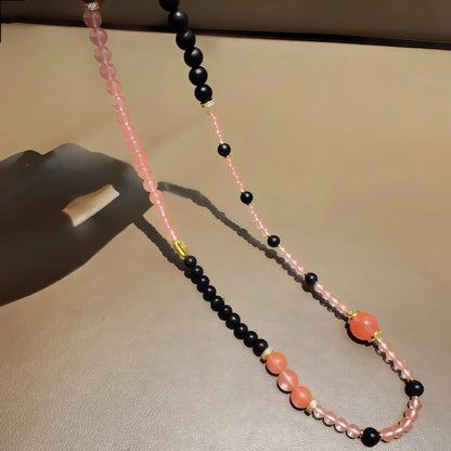 Ebony Rose Quartz Gothic Necklace Bracelet