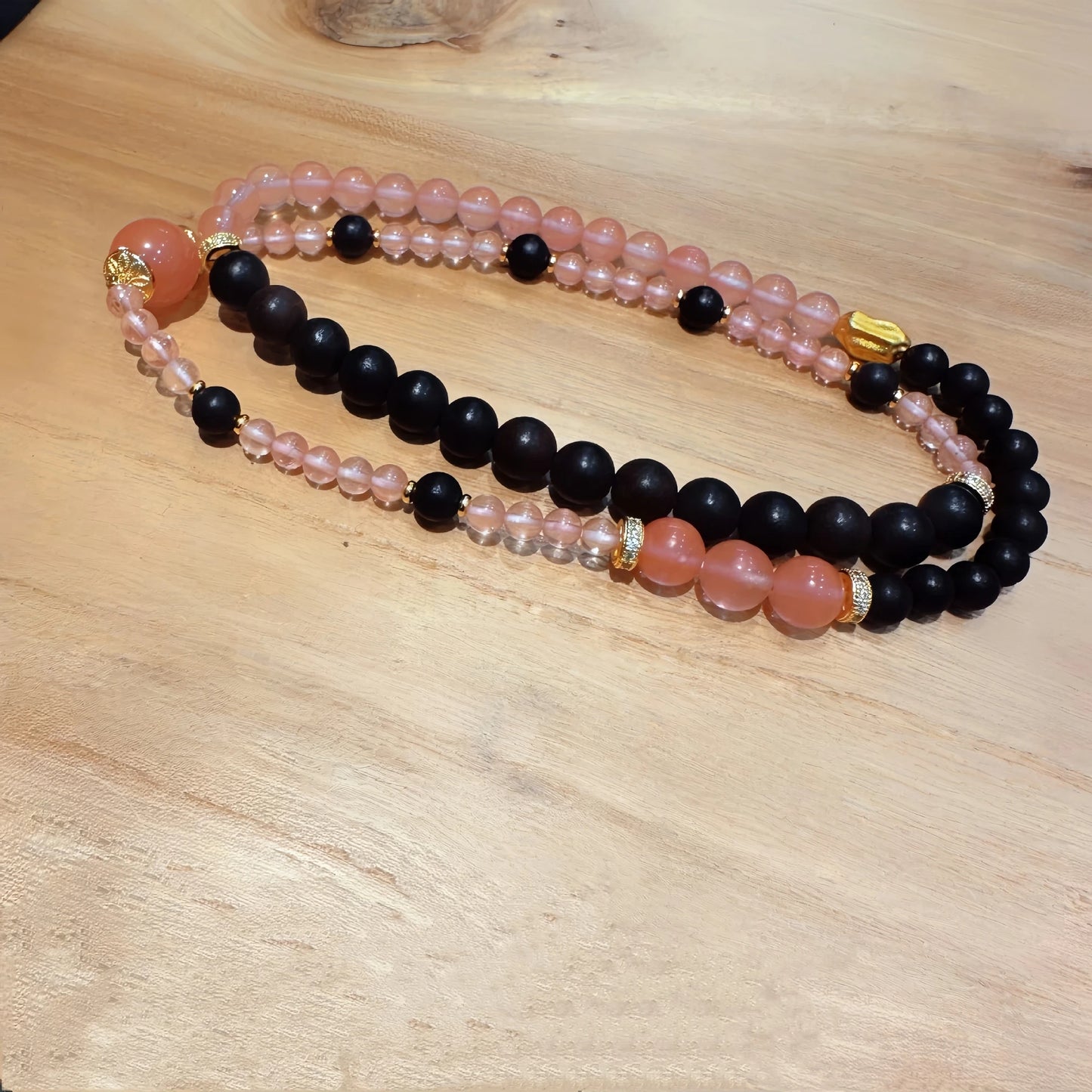 Ebony Rose Quartz Gothic Necklace Bracelet