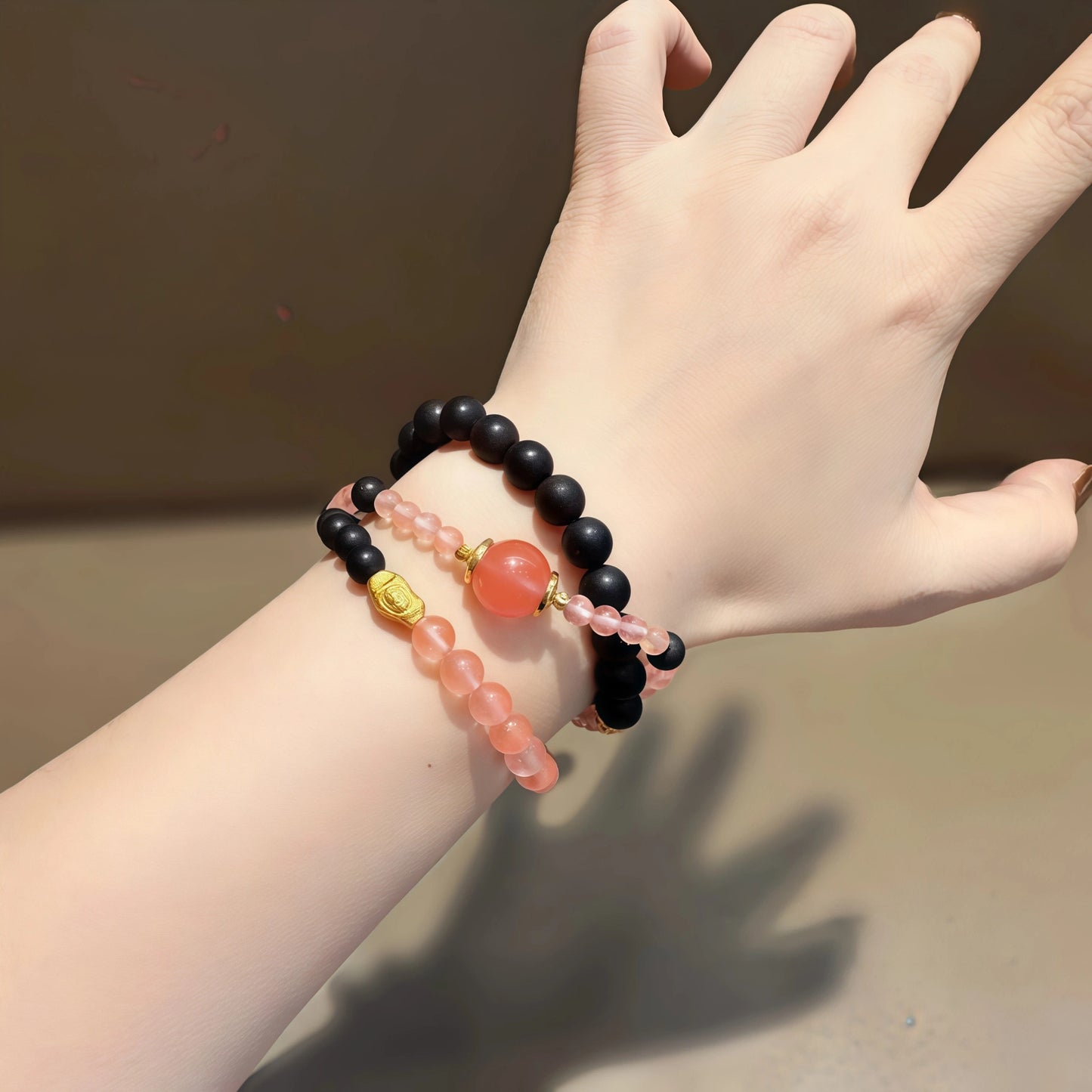 Ebony Rose Quartz Gothic Necklace Bracelet