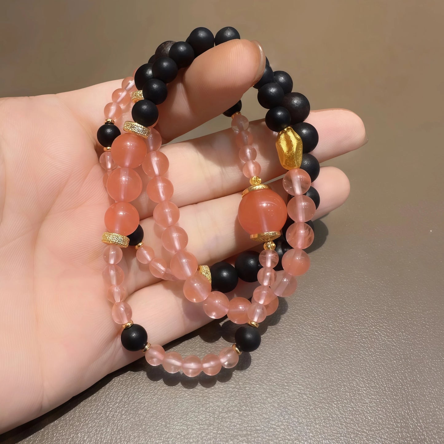 Ebony Rose Quartz Gothic Necklace Bracelet