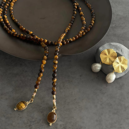 French Retro Gold Sunflower Freshwater Pearl Drop Earrings-Peace & Serenity