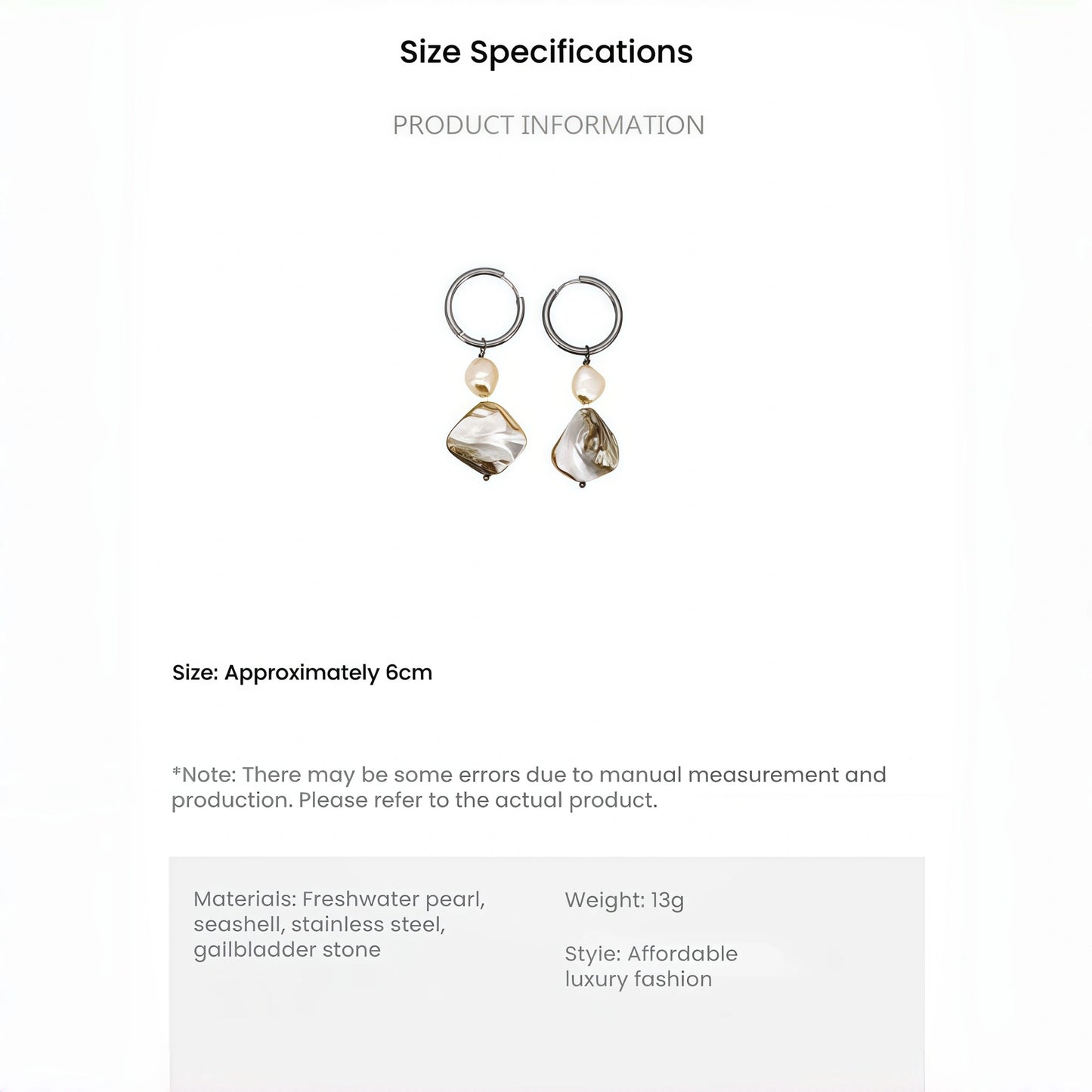 French Retro Irregular Pearl & Mother-of-Pearl Drop Earrings