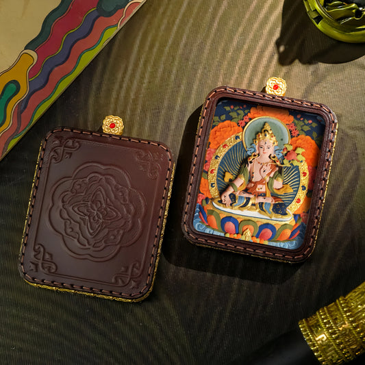Hand-Painted Tibetan Thangka Mahasthamaprapta Bodhisattva Pendant