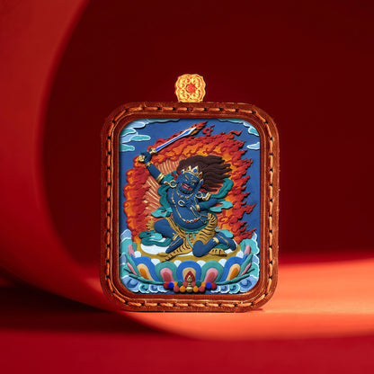 Person Wearing Acala Thangka Necklace for Spiritual Protection