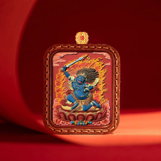 Close-Up of Fudo Myoo Thangka Showing Wrathful Compassion Detail