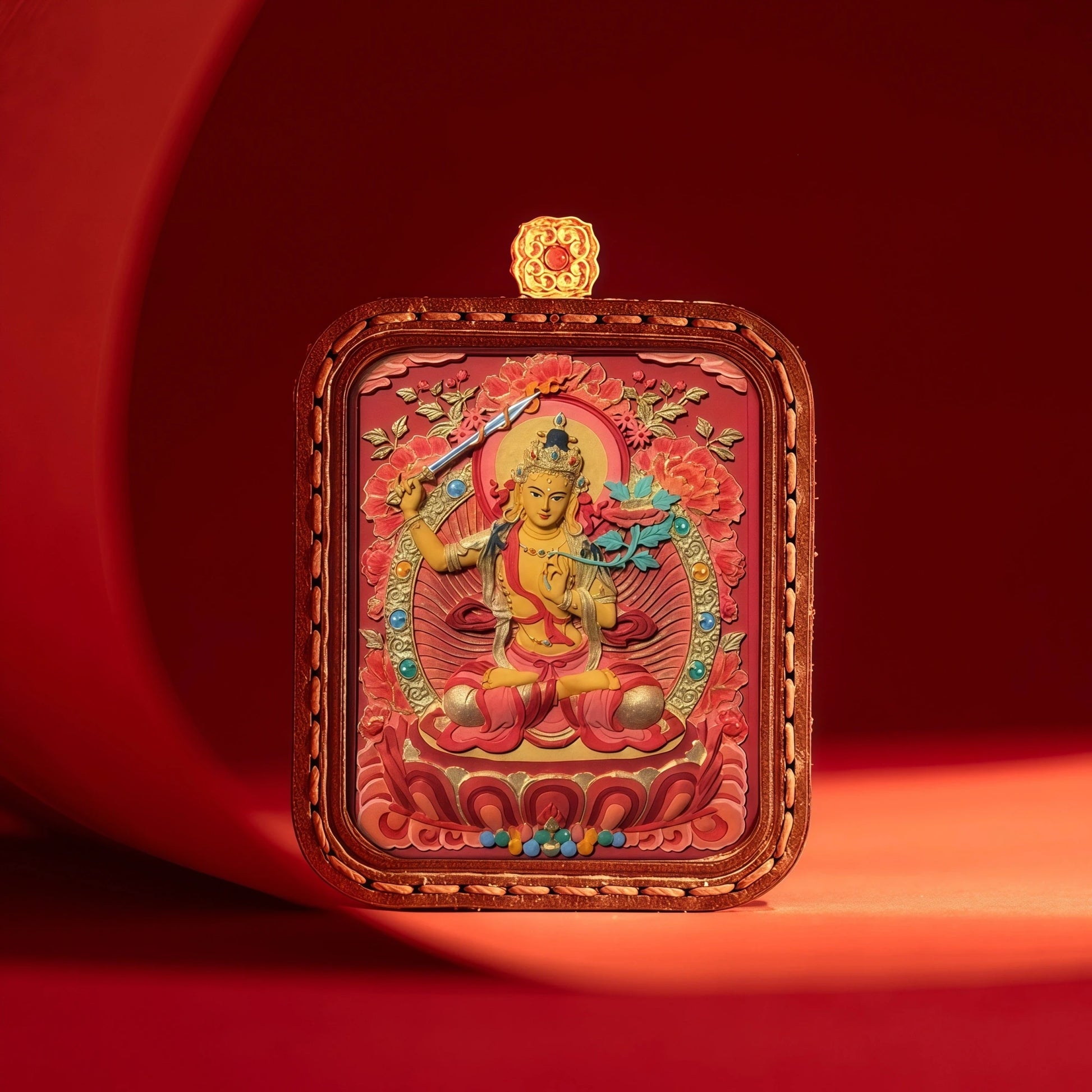 Manjushri Bodhisattva with Flaming Sword and Scripture - Wisdom Enlightenment