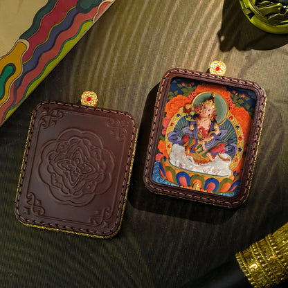 Hand-Painted Tibetan Thangka Samantabhadra Bodhisattva Pendant
