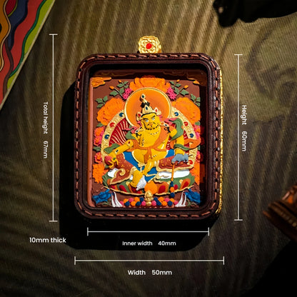 Traditional Tibetan Thangka Art Pendant Detailed Buddhist Symbolism - Mulstio Collection