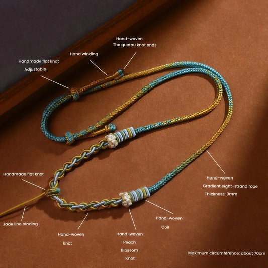 Jiangshan Handwoven Adjustable Necklace Cord String - Blue & Yellow Tibetan Artisan Rope