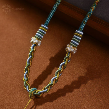 Jiangshan Handwoven Adjustable Necklace Cord String - Blue & Yellow Tibetan Artisan Rope