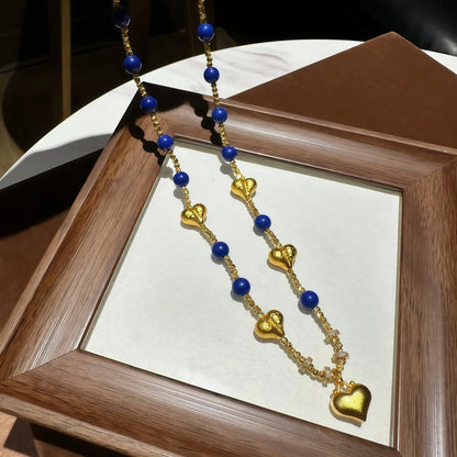 Lapis Lazuli Gold Heart Necklace