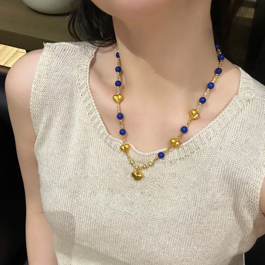 Lapis Lazuli Gold Heart Necklace