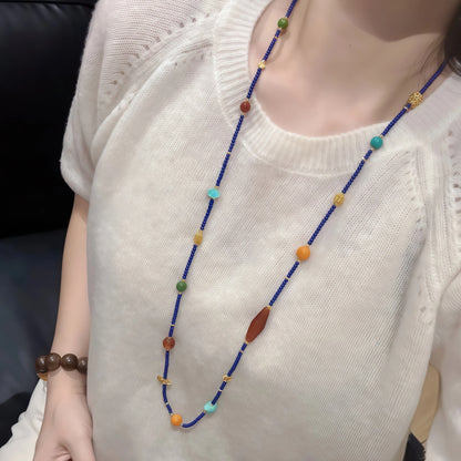 Lapis Lazuli Multi-Gem Elastic Necklace Bracelet