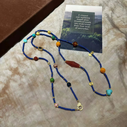 Lapis Lazuli Multi-Gem Elastic Necklace Bracelet