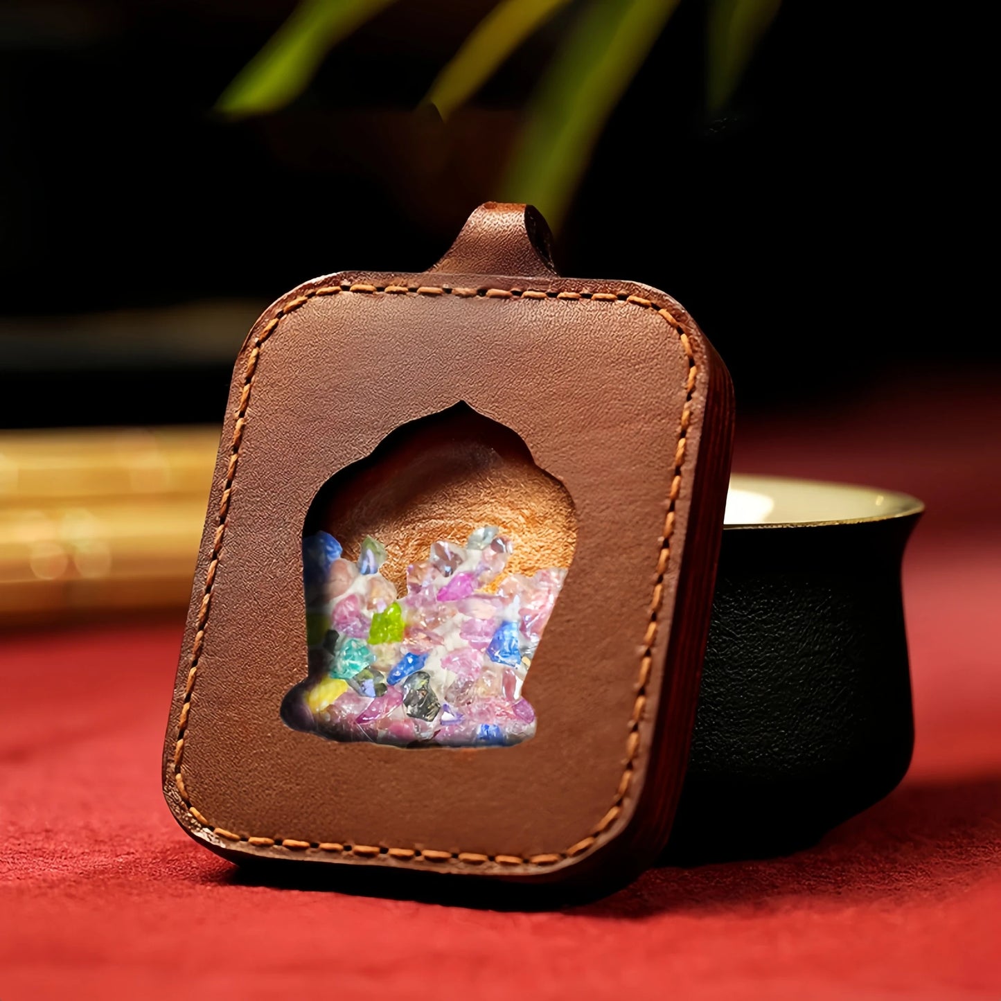 Fifth Lord Loong King Leather Handmade Thangka Pendant - Wealth Attraction Talisman