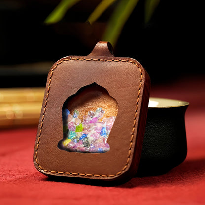 Fifth Lord Loong King Leather Handmade Thangka Pendant - Wealth Attraction Talisman