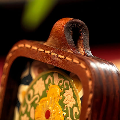 Fifth Lord Loong King Leather Handmade Thangka Pendant - Wealth Attraction Talisman