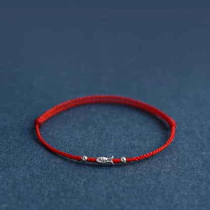 Lucky Koi - S925 Silver Fish Bead Ultra-Thin Red String Bracelet (3 Colors) - Metal Element, Good Luck & Prosperity