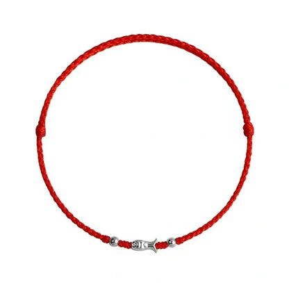 Lucky Koi - S925 Silver Fish Bead Ultra-Thin Red String Bracelet (3 Colors) - Metal Element, Good Luck & Prosperity