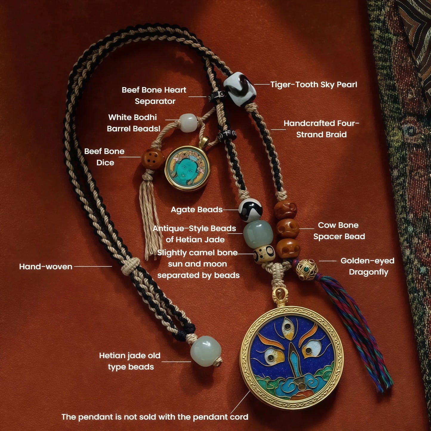 Luxury Bohemian Tassel String Necklace Multi Gemstone Adjustable Cord