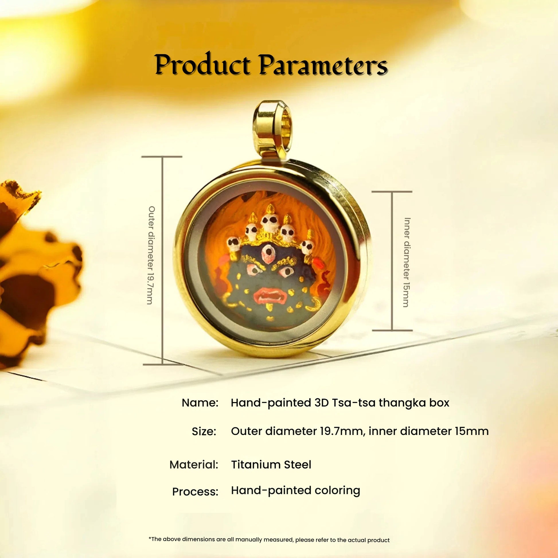 Mini Golden Steel Chain with Glass Protected Clay Deity - Daily Wear Spiritual Necklace